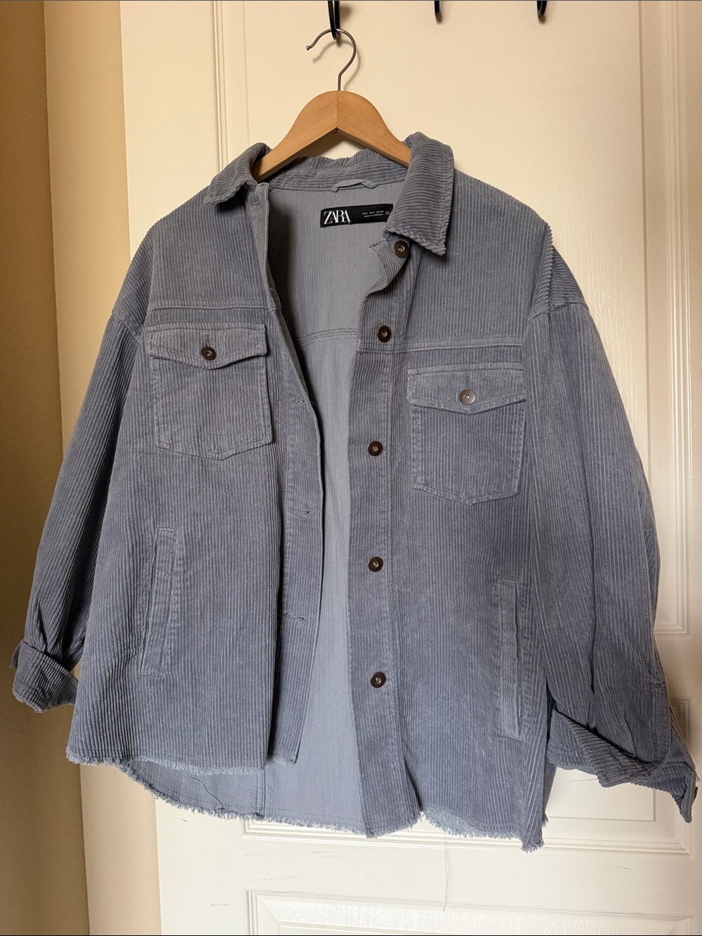 Zara Dusty Blue Corduroy Shacket